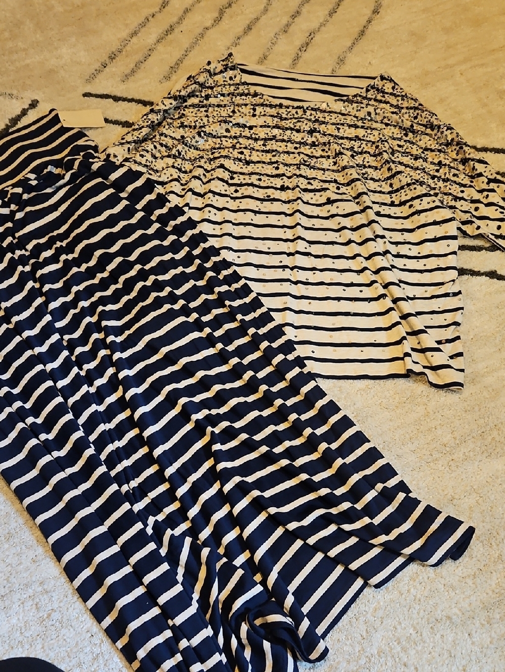 Coldwater Creek Navy and White Striped Top